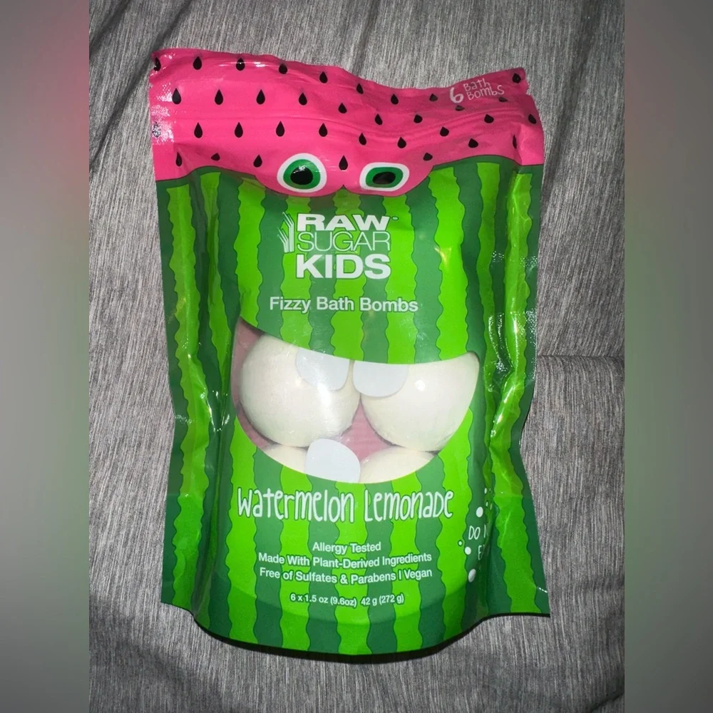NIP Raw Sugar Kids Bath Fiz 6ct Watermelon Lemonade